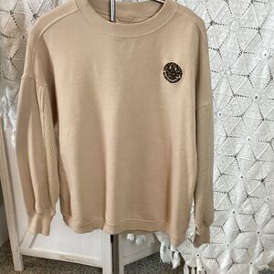 Aerie Tan Sweatshirt with Leopard Patch